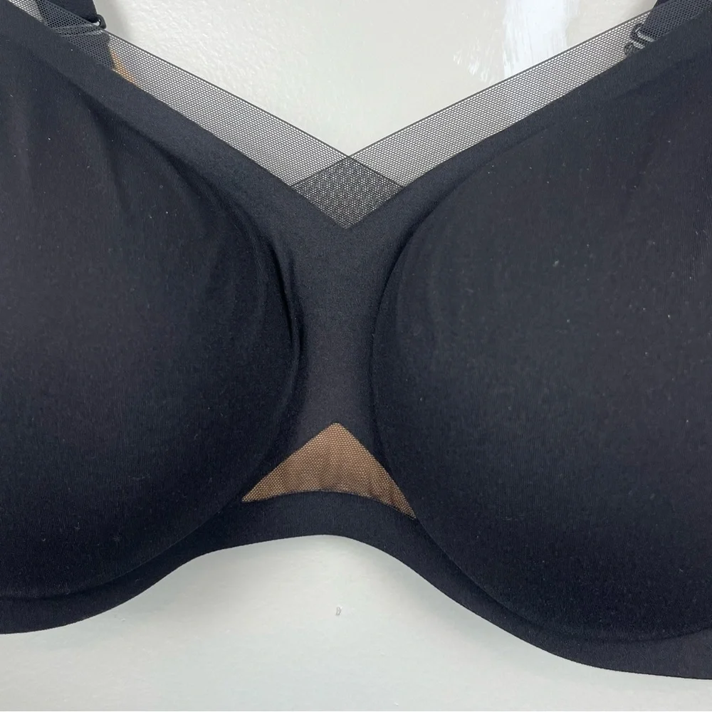 Honeylove Liftwear Crossover black wireless mesh inset bra, 1X 40C/D.